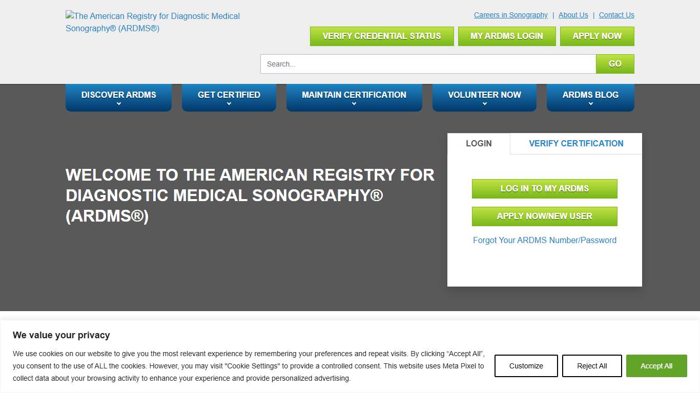 ARDMS American Registry for Diagnostic Medical Sonography